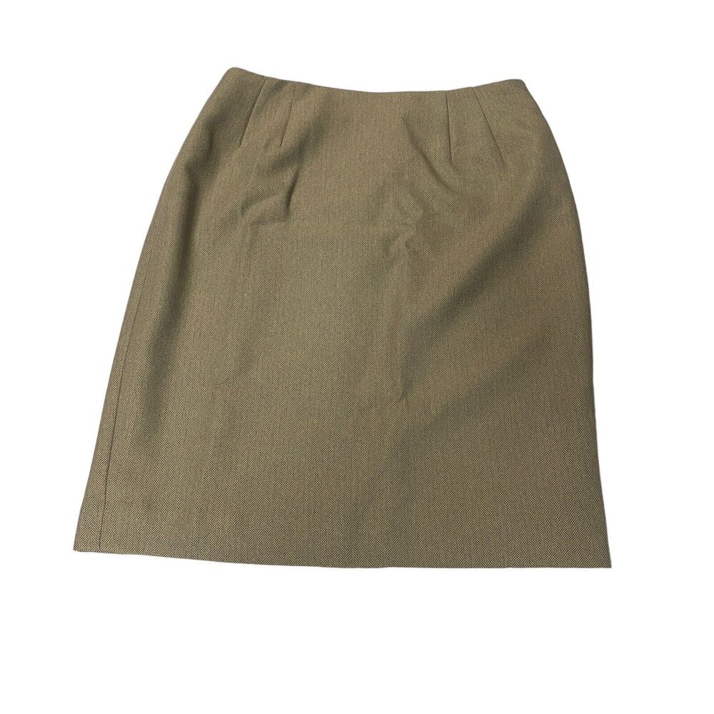 Larry Levine Classics Womens Sz 14 Brown and Tan Herringbone Pencil Career Skirt